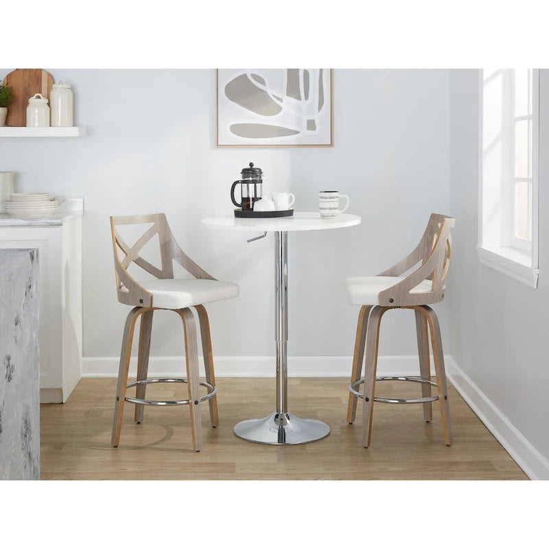 Tabouret de comptoir à hauteur fixe Charlotte 24 avec pieds en bois courbé