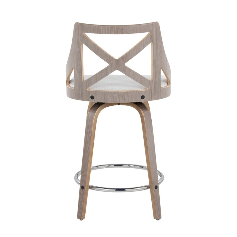 Tabouret de comptoir à hauteur fixe Charlotte 24 avec pieds en bois courbé