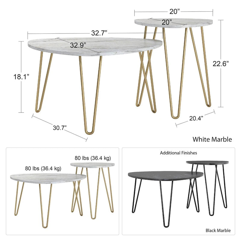 Tables gigognes peu encombrantes