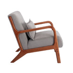 Fauteuil d'appoint en velours côtelé avec coussin et cadre en bois d'hévéa