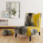 Fauteuil d'appoint abstrait rembourré jaune moutarde et gris vif II et fauteuil moderne et contemporain
