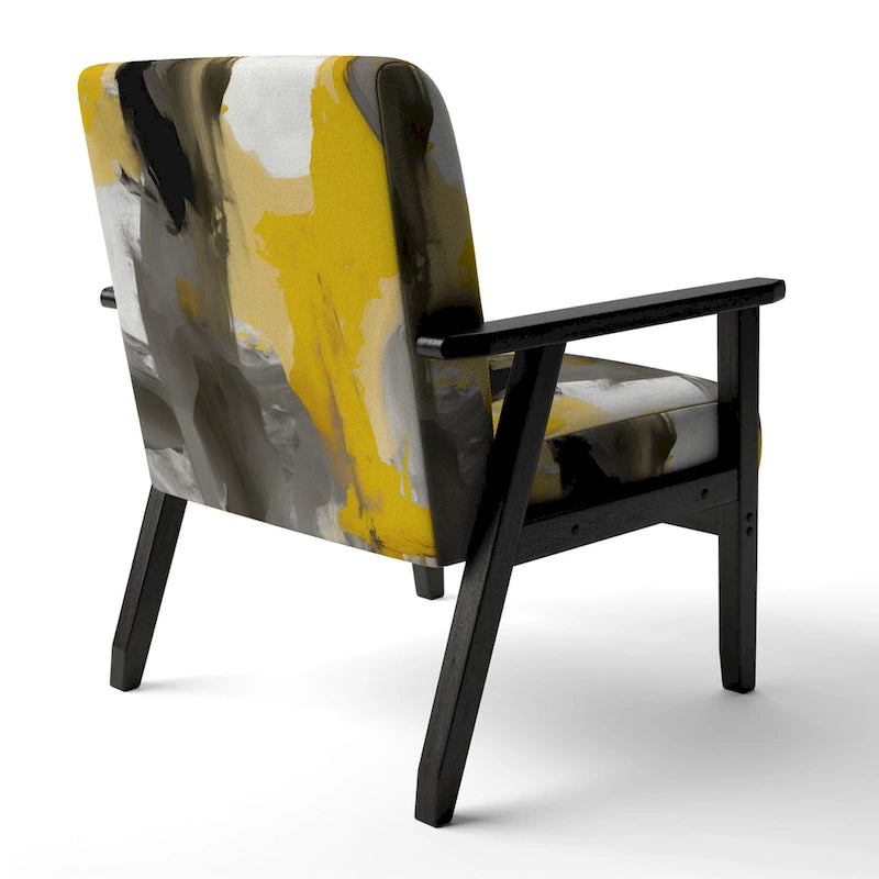 Fauteuil d'appoint abstrait rembourré jaune moutarde et gris vif II et fauteuil moderne et contemporain