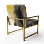 Fauteuil d'appoint abstrait rembourré jaune moutarde et gris vif II et fauteuil moderne et contemporain