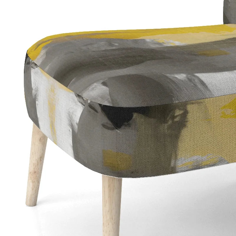 Fauteuil d'appoint abstrait rembourré jaune moutarde et gris vif II et fauteuil moderne et contemporain