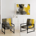 Fauteuil d'appoint abstrait rembourré jaune moutarde et gris vif II et fauteuil moderne et contemporain