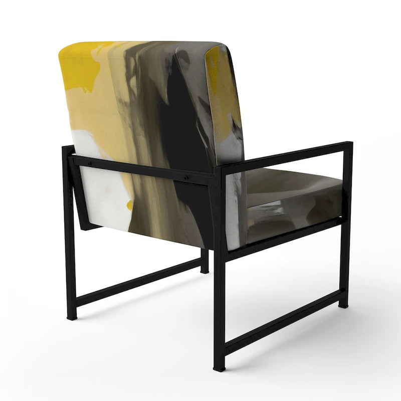Fauteuil d'appoint abstrait rembourré jaune moutarde et gris vif II et fauteuil moderne et contemporain