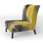 Fauteuil d'appoint abstrait rembourré jaune moutarde et gris vif II et fauteuil moderne et contemporain