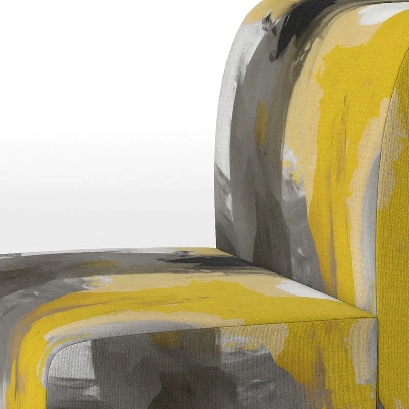 Fauteuil d'appoint abstrait rembourré jaune moutarde et gris vif II et fauteuil moderne et contemporain