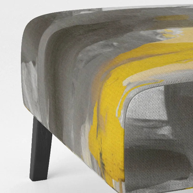 Fauteuil d'appoint abstrait rembourré jaune moutarde et gris vif II et fauteuil moderne et contemporain