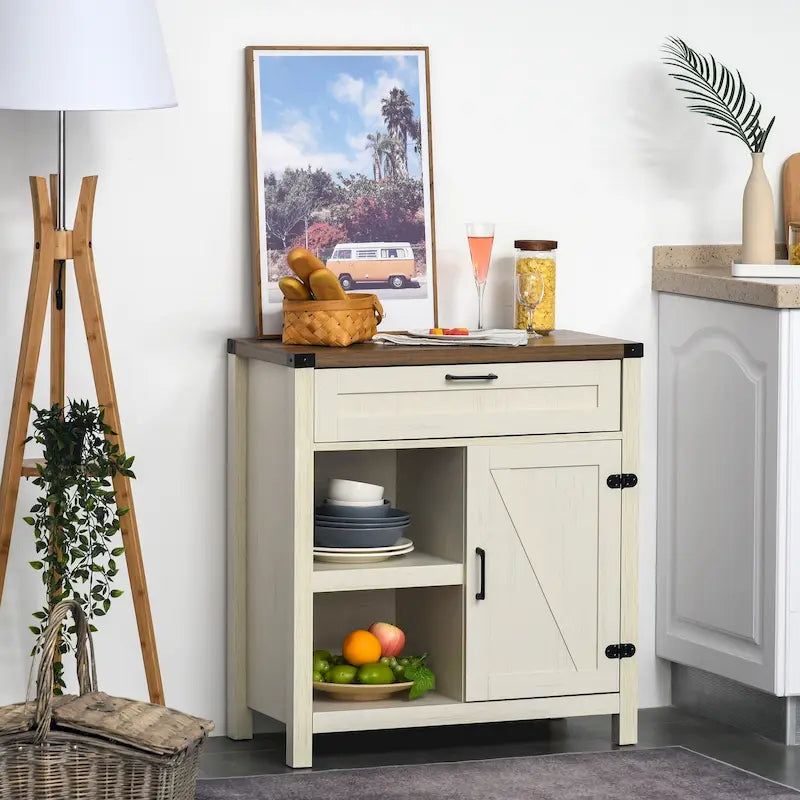 Buffet de rangement rustique avec portes coulissantes/Meuble de salle à manger et de cuisine moderne style ferme