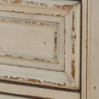 Table de chevet en bois blanc ébréché et marron à 1 tiroir