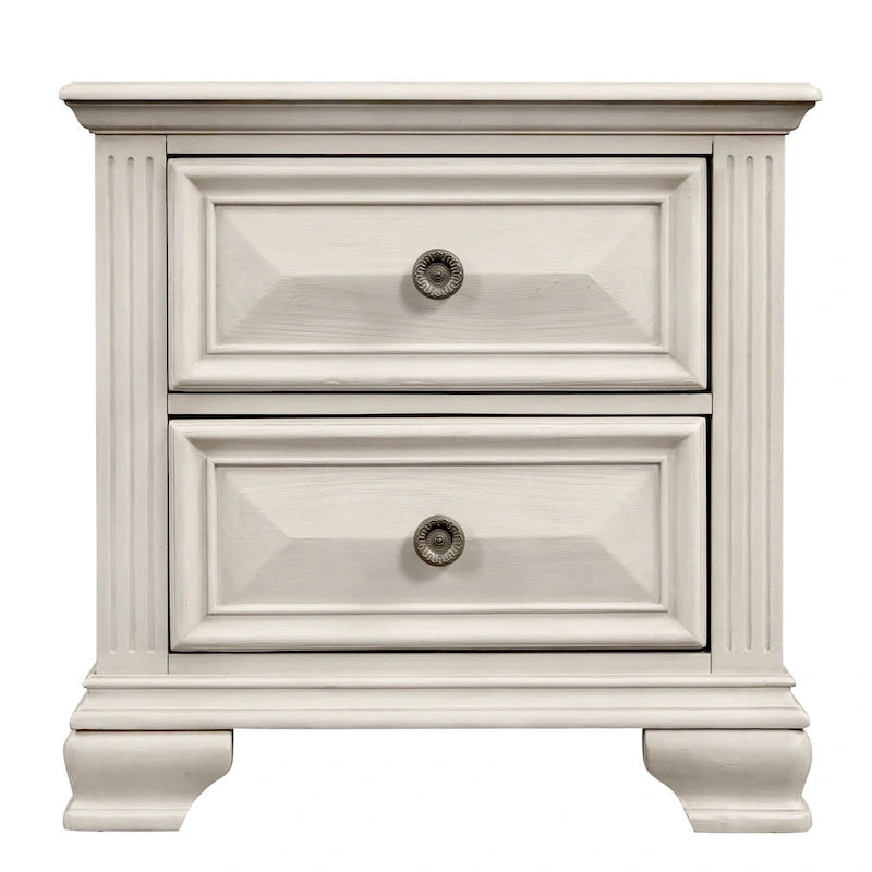 Table de chevet 1 tiroir en bois blanc et marron ébréché