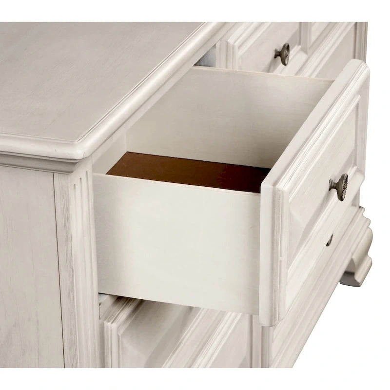 Table de chevet 1 tiroir en bois blanc et marron ébréché