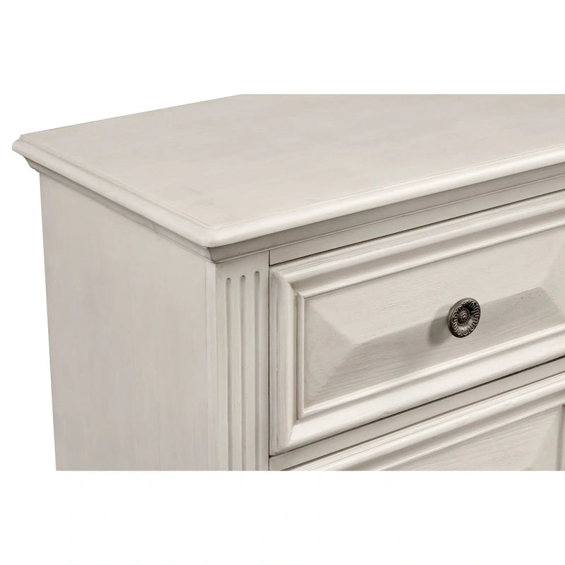 Table de chevet 1 tiroir en bois blanc et marron ébréché