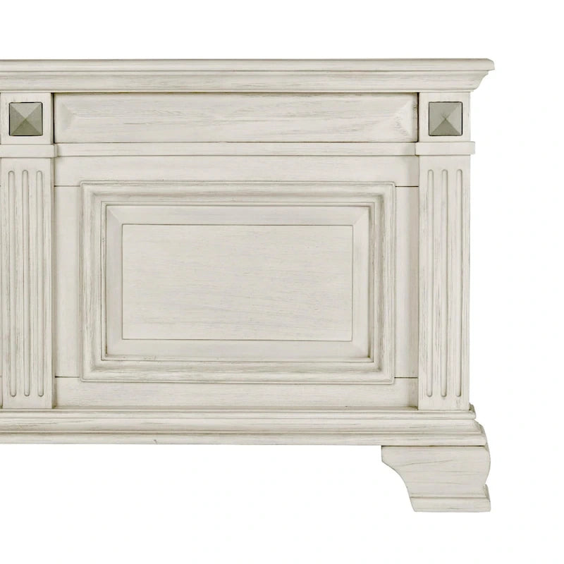 Table de chevet 1 tiroir en bois blanc et marron ébréché