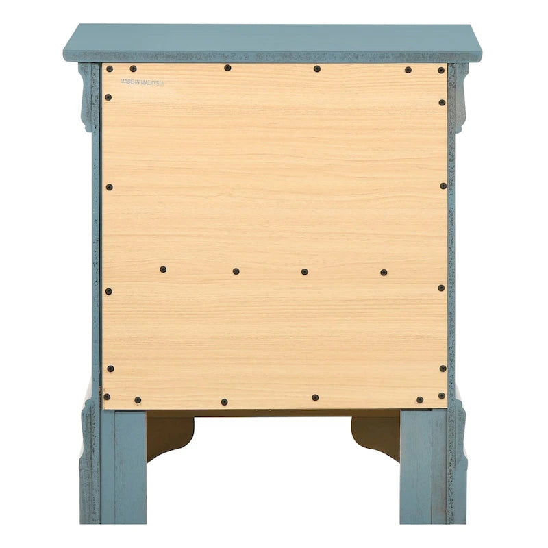 Table de chevet traditionnelle en bois à 2 tiroirs