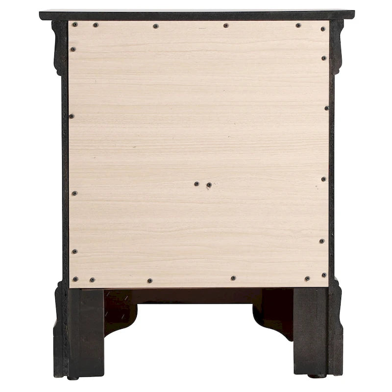 Table de chevet traditionnelle en bois à 2 tiroirs