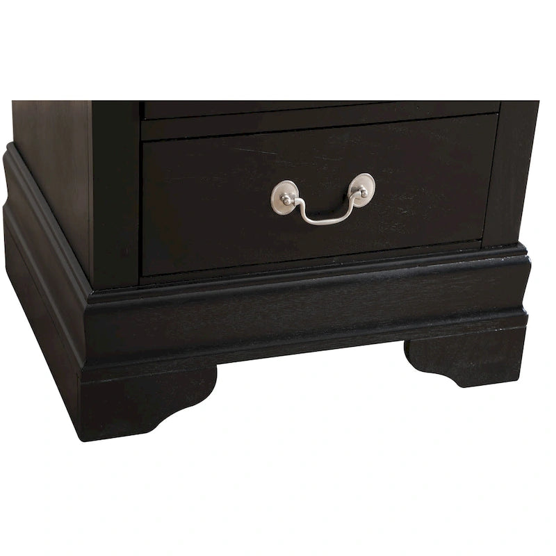 Table de chevet traditionnelle en bois à 2 tiroirs