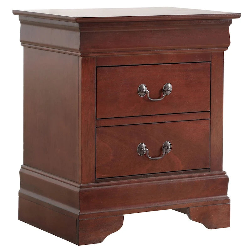 Table de chevet traditionnelle en bois à 2 tiroirs