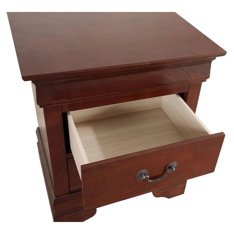 Table de chevet traditionnelle en bois à 2 tiroirs