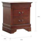 Table de chevet traditionnelle en bois à 2 tiroirs