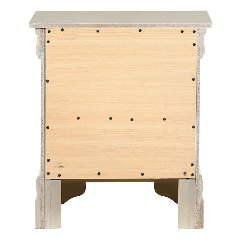 Table de chevet traditionnelle en bois à 2 tiroirs