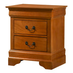 Table de chevet traditionnelle en bois à 2 tiroirs