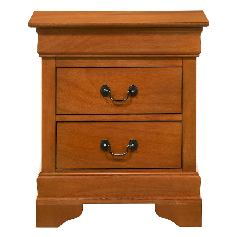Table de chevet traditionnelle en bois à 2 tiroirs