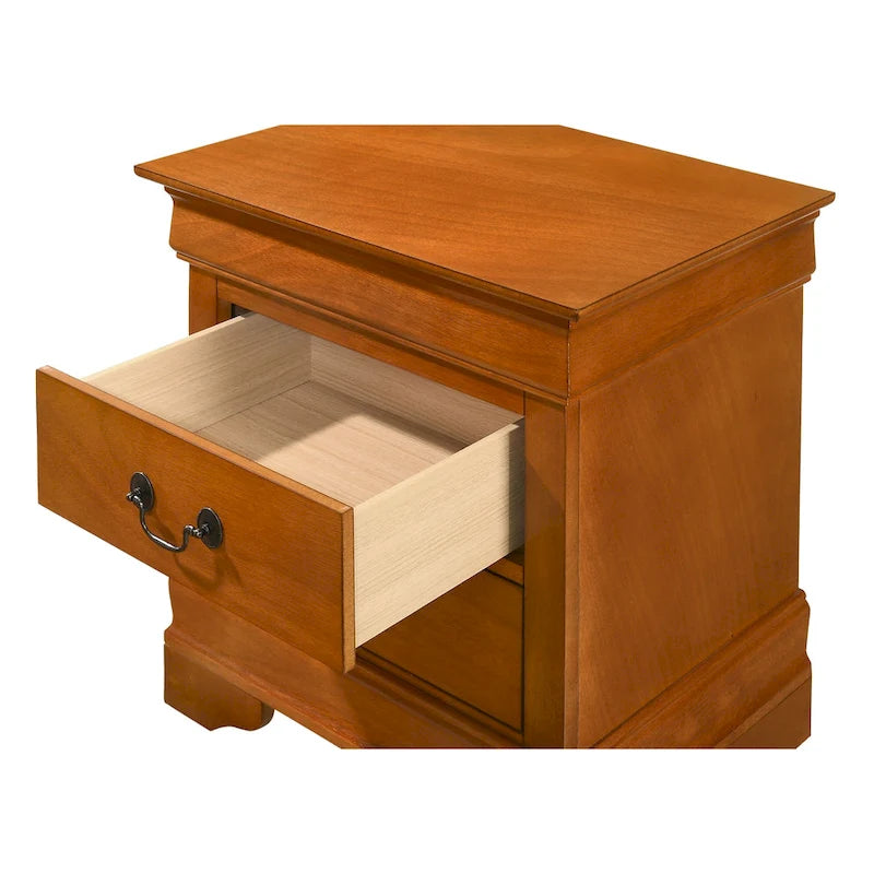 Table de chevet traditionnelle en bois à 2 tiroirs