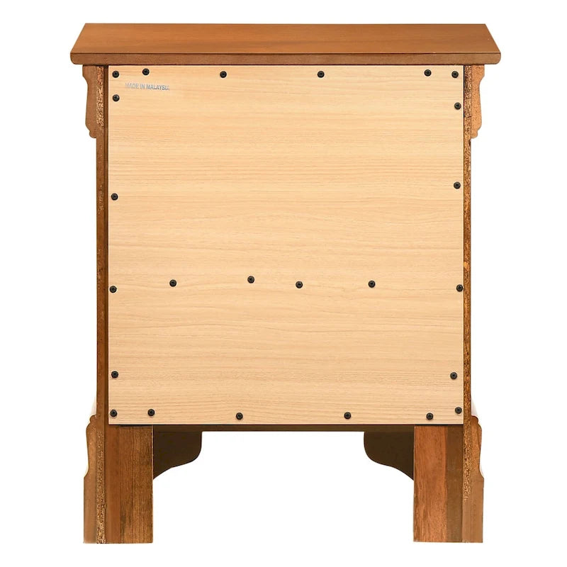 Table de chevet traditionnelle en bois à 2 tiroirs