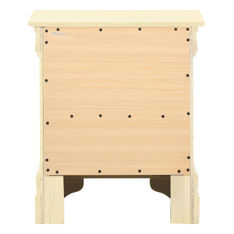 Table de chevet traditionnelle en bois à 2 tiroirs
