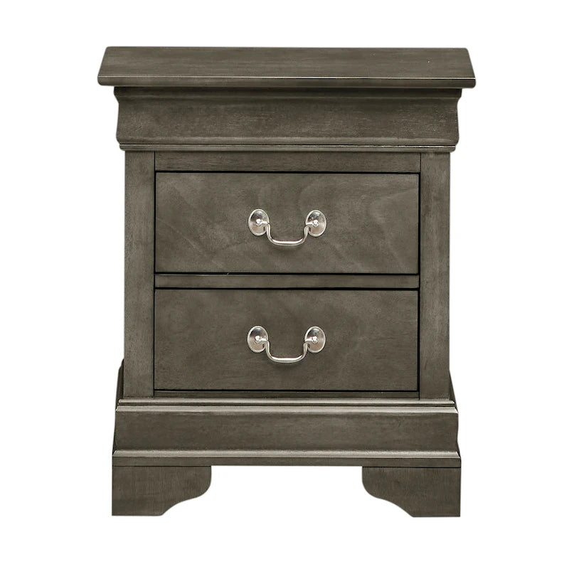 Table de chevet traditionnelle en bois à 2 tiroirs