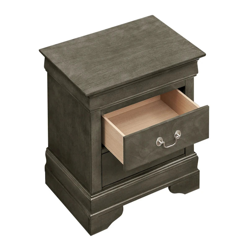 Table de chevet traditionnelle en bois à 2 tiroirs