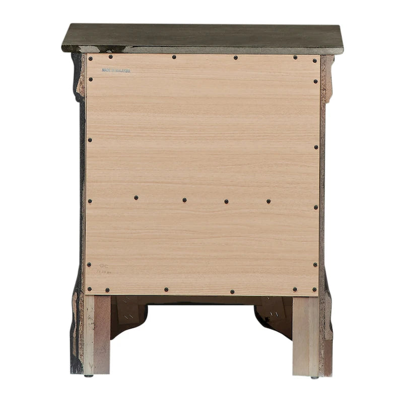 Table de chevet traditionnelle en bois à 2 tiroirs