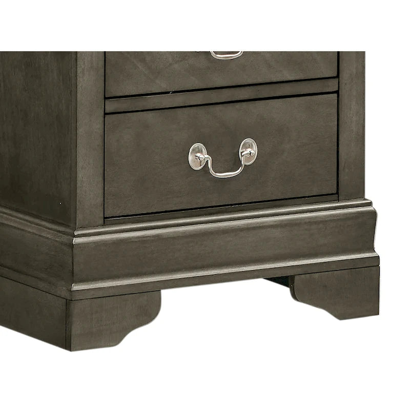 Table de chevet traditionnelle en bois à 2 tiroirs