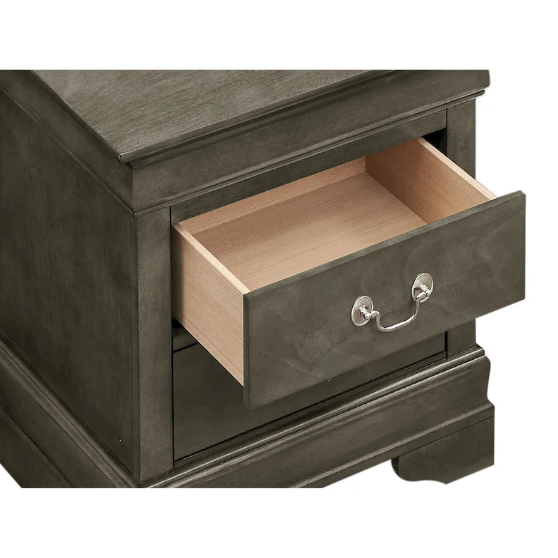 Table de chevet traditionnelle en bois à 2 tiroirs