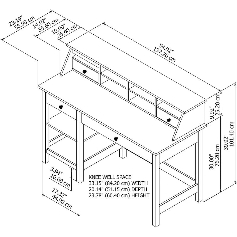 Bureau informatique Mayfield 54W avec organiseur de bureau