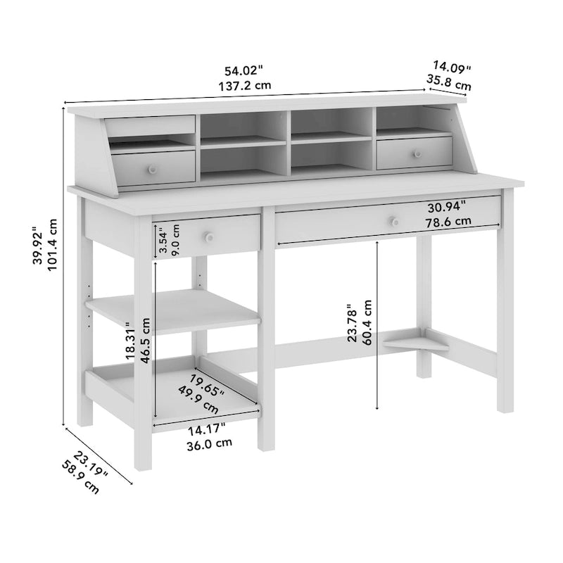 Bureau informatique Mayfield 54W avec organiseur de bureau