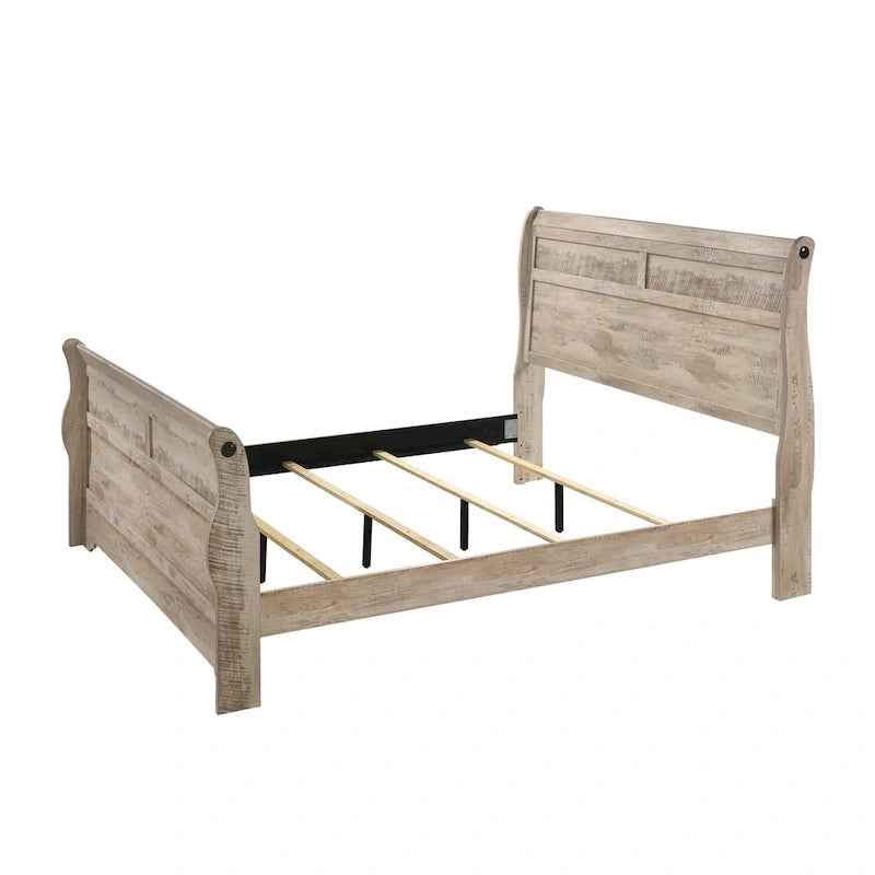 Ensemble de chambre à coucher contemporain au fini blanc délavé