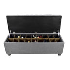 Banc de rangement pour chaussures capitonné, rouge-gris