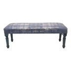 Banc rectangulaire bleu vieilli antique 47