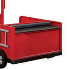 Lit jumeau design camion de pompiers en métal avec rangement caché, rouge et noir