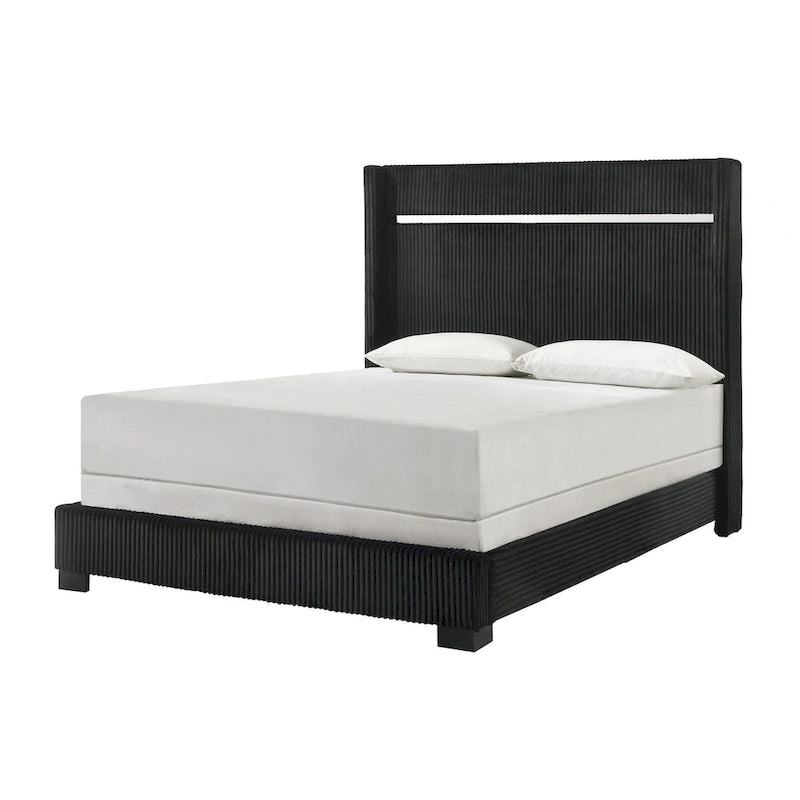 Ensemble de chambre à coucher en velours noir capitonné