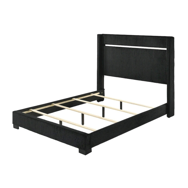 Ensemble de chambre à coucher en velours noir capitonné