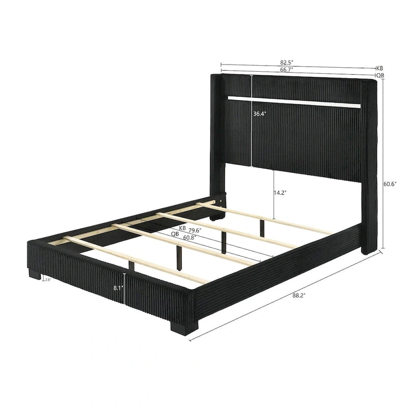 Ensemble de chambre à coucher en velours noir capitonné