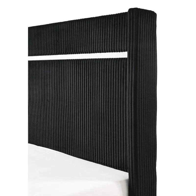 Ensemble de chambre à coucher en velours noir capitonné