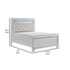 Lit Queen contemporain avec tête de lit capitonnée en cristal rétroéclairée par LED, blanc