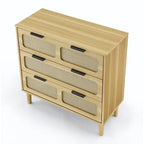 Commode moderne en rotin avec de grands tiroirs et des poignées en métal