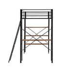 Lit mezzanine en métal pour lits jumeaux avec étagères et bureau