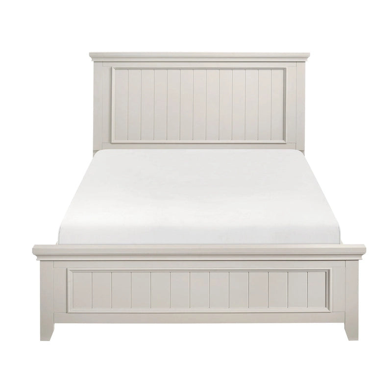 Lit de chambre et deux tables de chevet, finition blanc classique